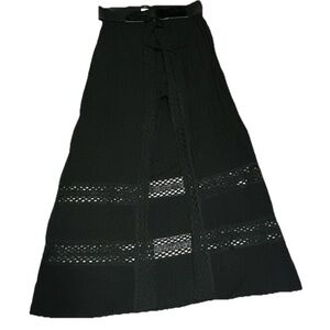 Junior Women’s L (11/13) Walkthrough Black Lace Skirt With Belt BOHO Romantic